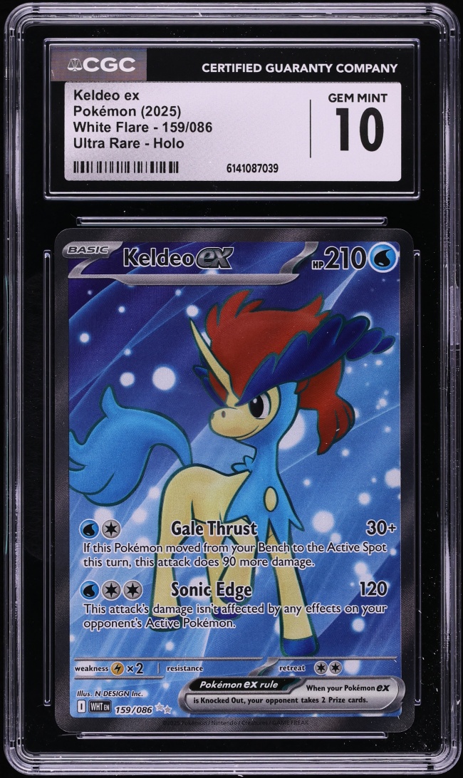 2025 Pokemon Scarlet & Violet White Flare Full Art Keldeo ex #159 CGC 10 GEM MINT