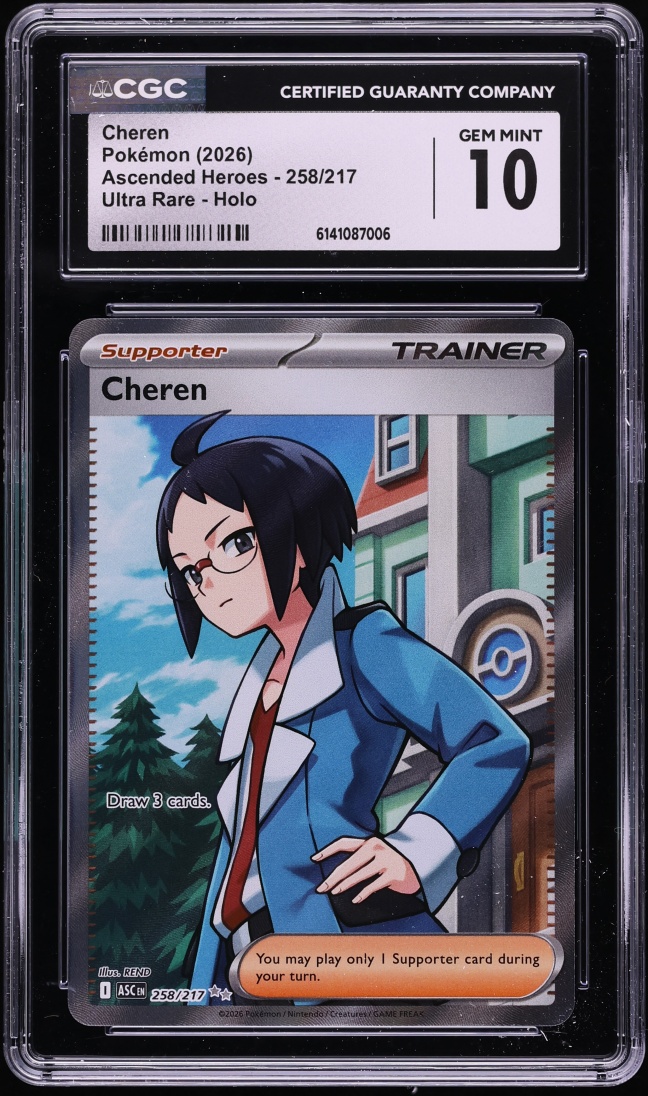 2026 Pokemon Mega Ascended Heroes Full Art Cheren #258 CGC 10 GEM MINT