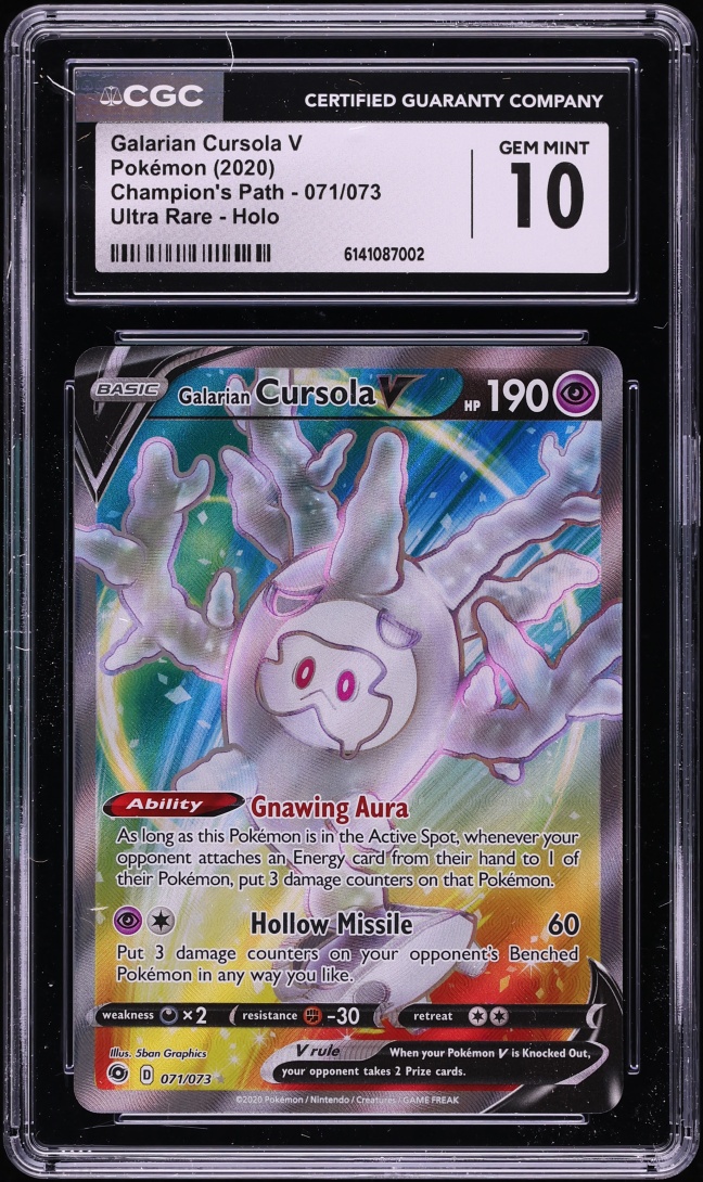 2020 Pokemon Sword & Shield Champion's Path Full Art Galarian Cursola V #071 CGC 10 GEM MINT