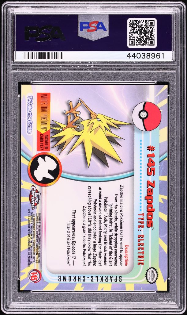 2000 Topps Chrome Pokemon Series 2 Sparkle Zapdos #145 PSA 10 GEM MINT