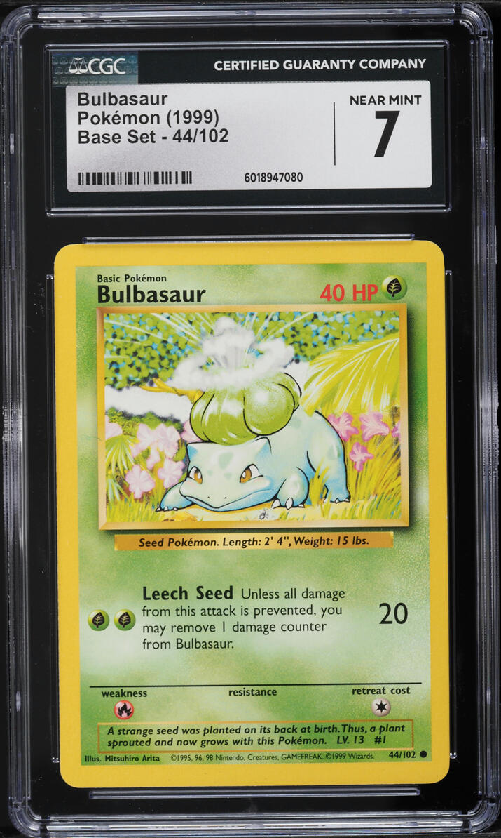 1999 Pokemon Base Set Bulbasaur #44 CGC 7 NRMT