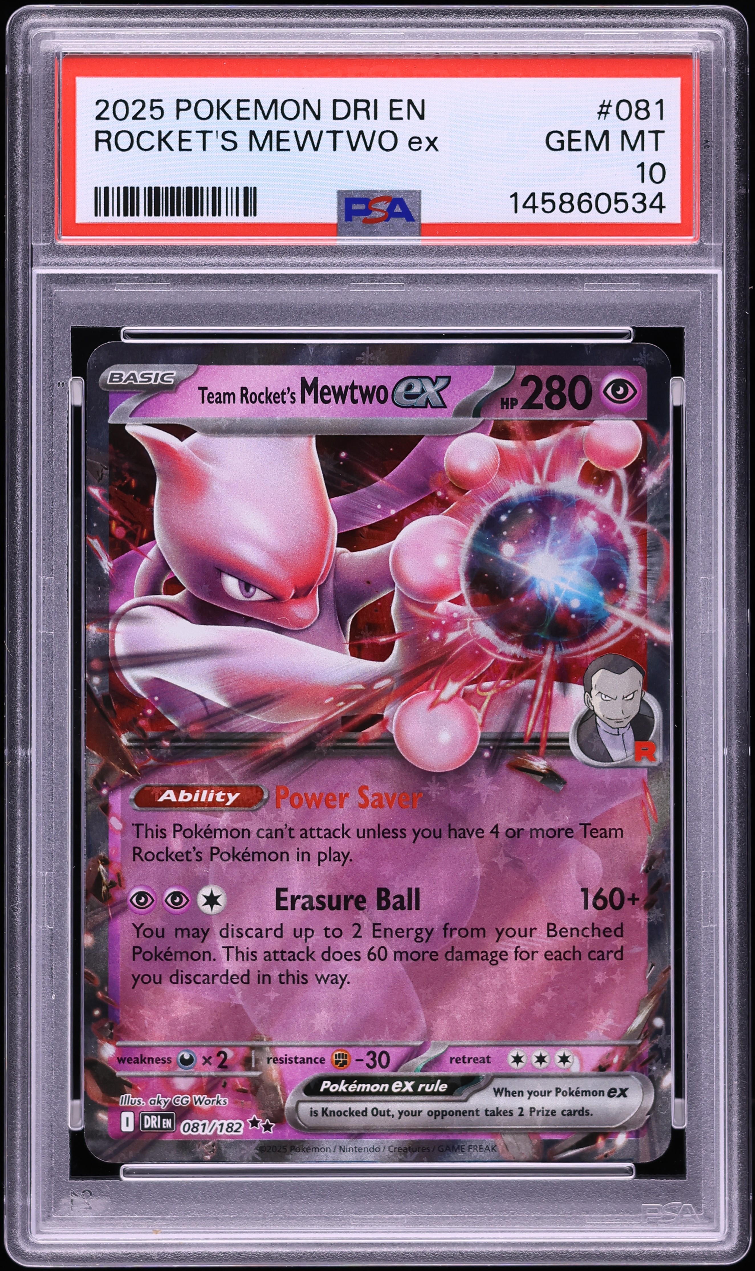 2025 Pokemon Scarlet & Violet Destined Rivals Holo Team Rocket's Mewtwo ex #81 PSA 10 GEM MINT