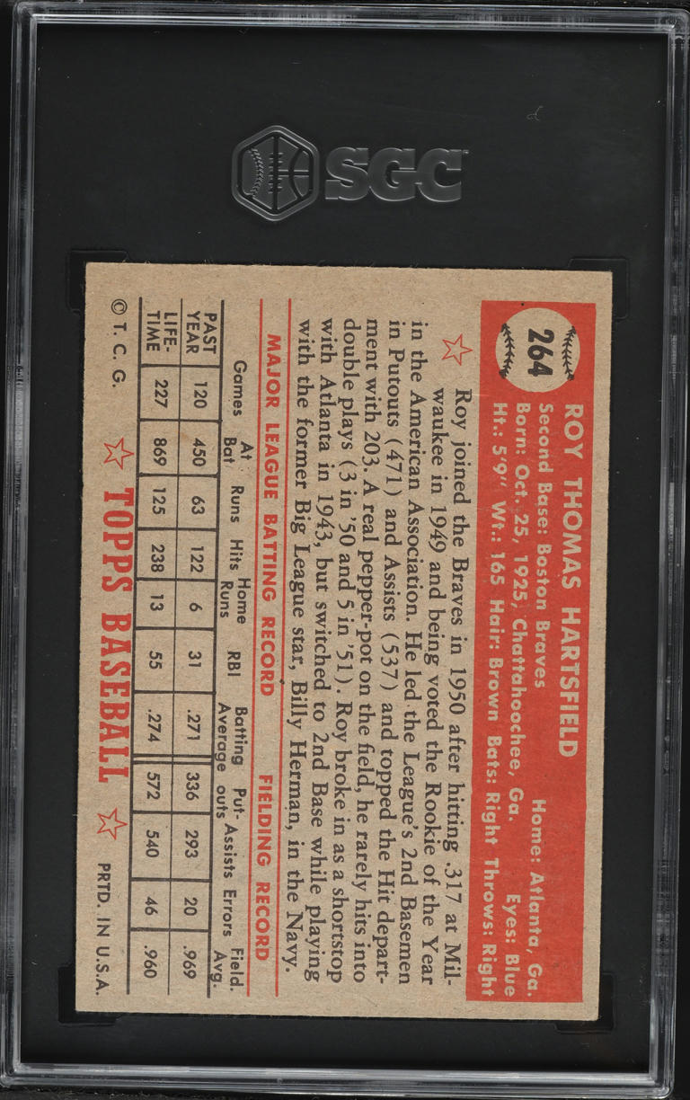1952 Topps Roy Hartsfield #264 SGC 5 EX