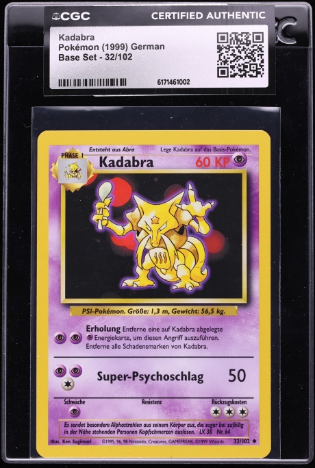1999 Pokemon German Base Set Kadabra #32 CGC AUTH