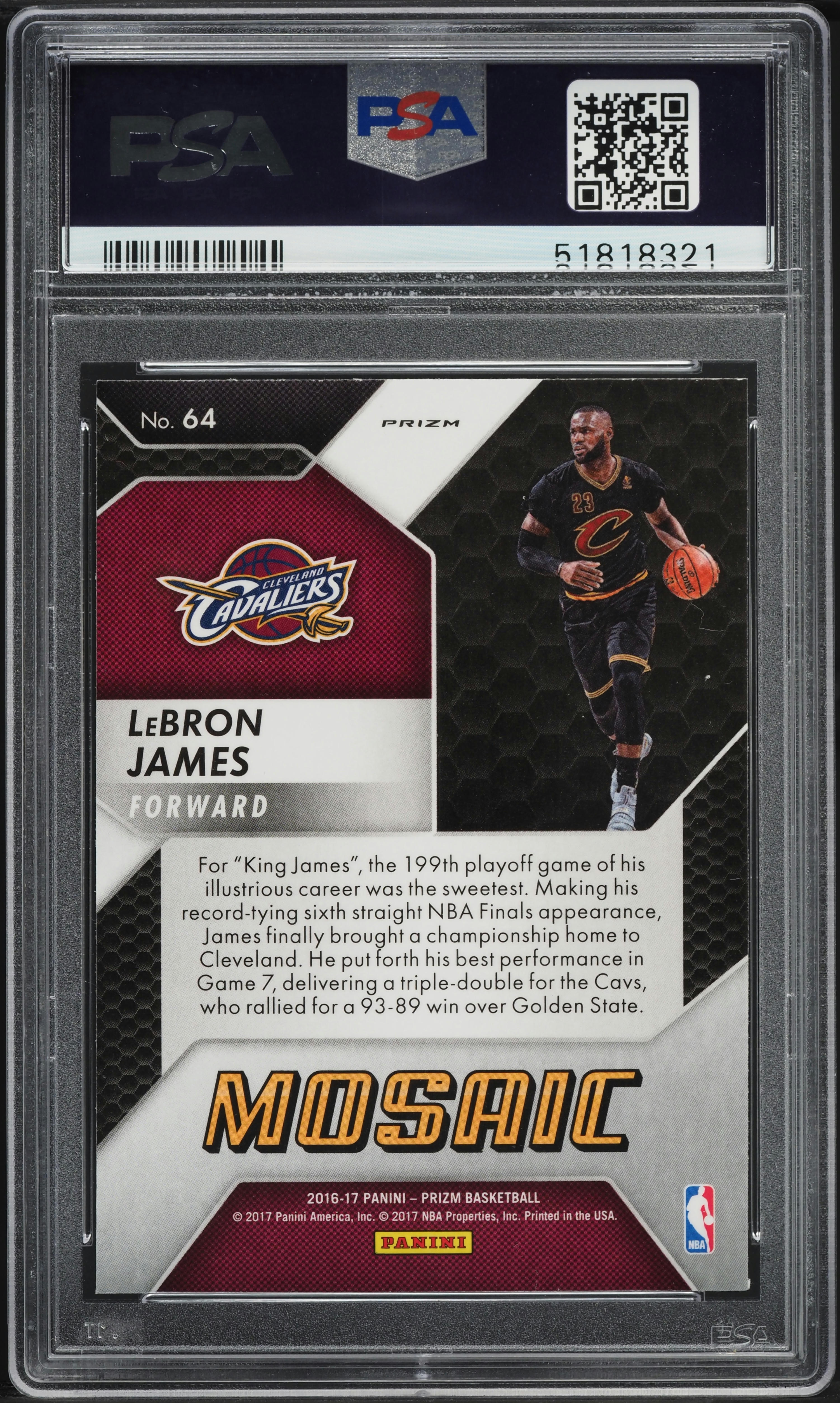 2016 Panini Prizm Mosaic LeBron James #64 PSA 10 GEM MINT on