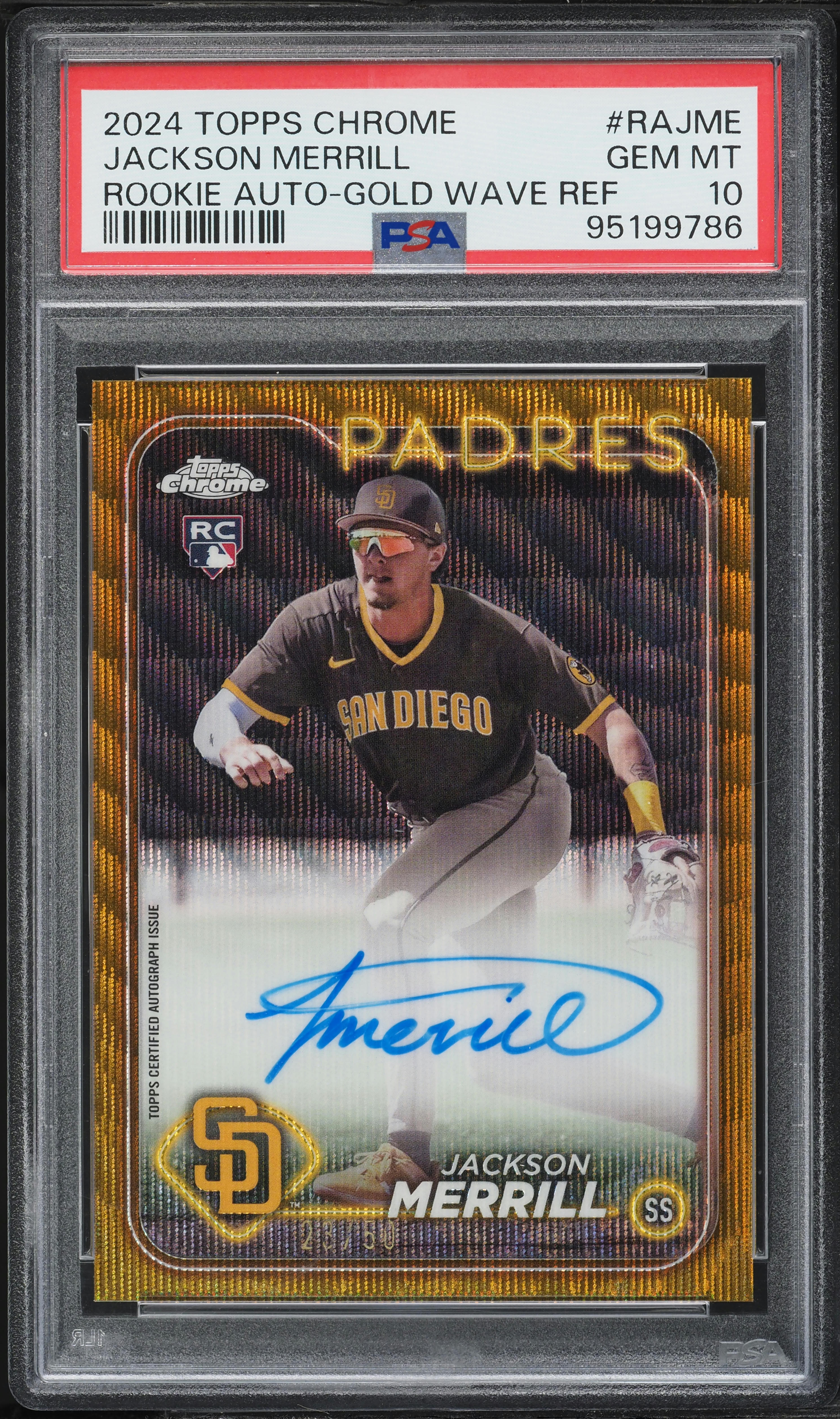 2024 Topps Chrome Gold Wave Jackson Merrill ROOKIE AUTO /50 #RA