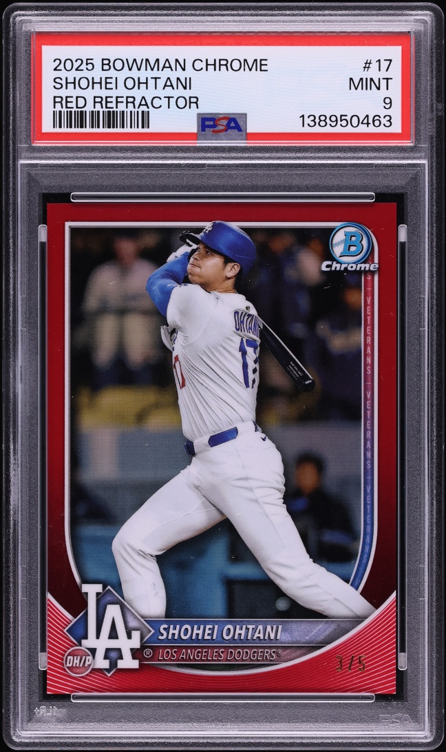 2025 Bowman Chrome Red Refractor Shohei Ohtani /5 #17 PSA 9 MINT