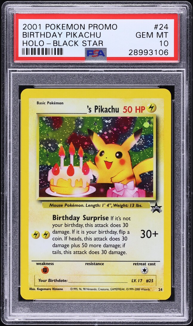 2001 Pokemon Black Star Promo Holo Birthday Pikachu #24 PSA 10 GEM MINT