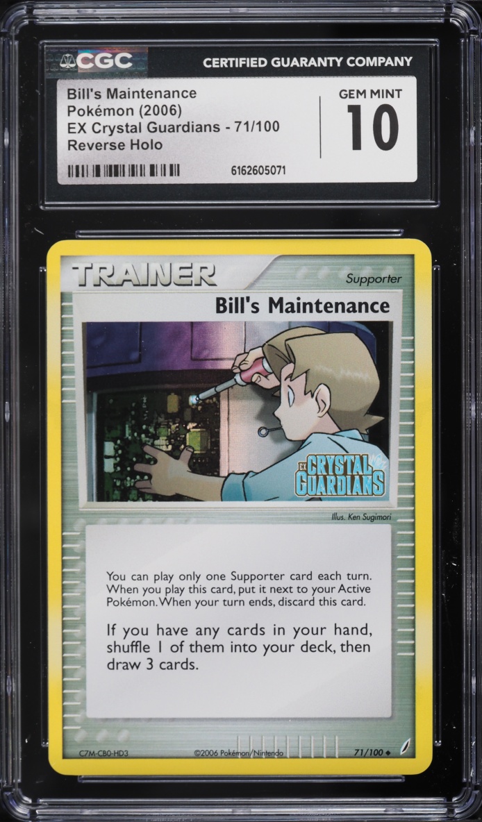 2006 Pokemon EX Crystal Guardians Reverse Holo Bill's Maintenance #71 CGC 10 GEM MINT