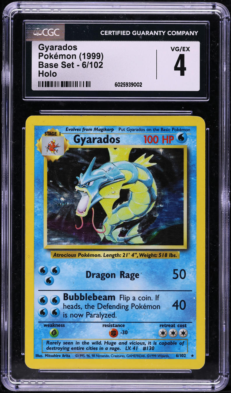 1999 Pokemon Base Set Holo Gyarados #6 CGC 4 VGEX