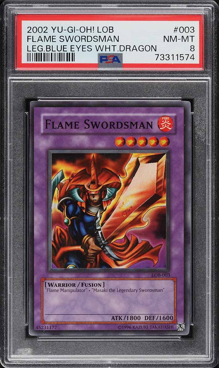 2002 Yu-Gi-Oh! LOB 1st Edition Flame Swordsman #LOB-003 PSA 8 NM