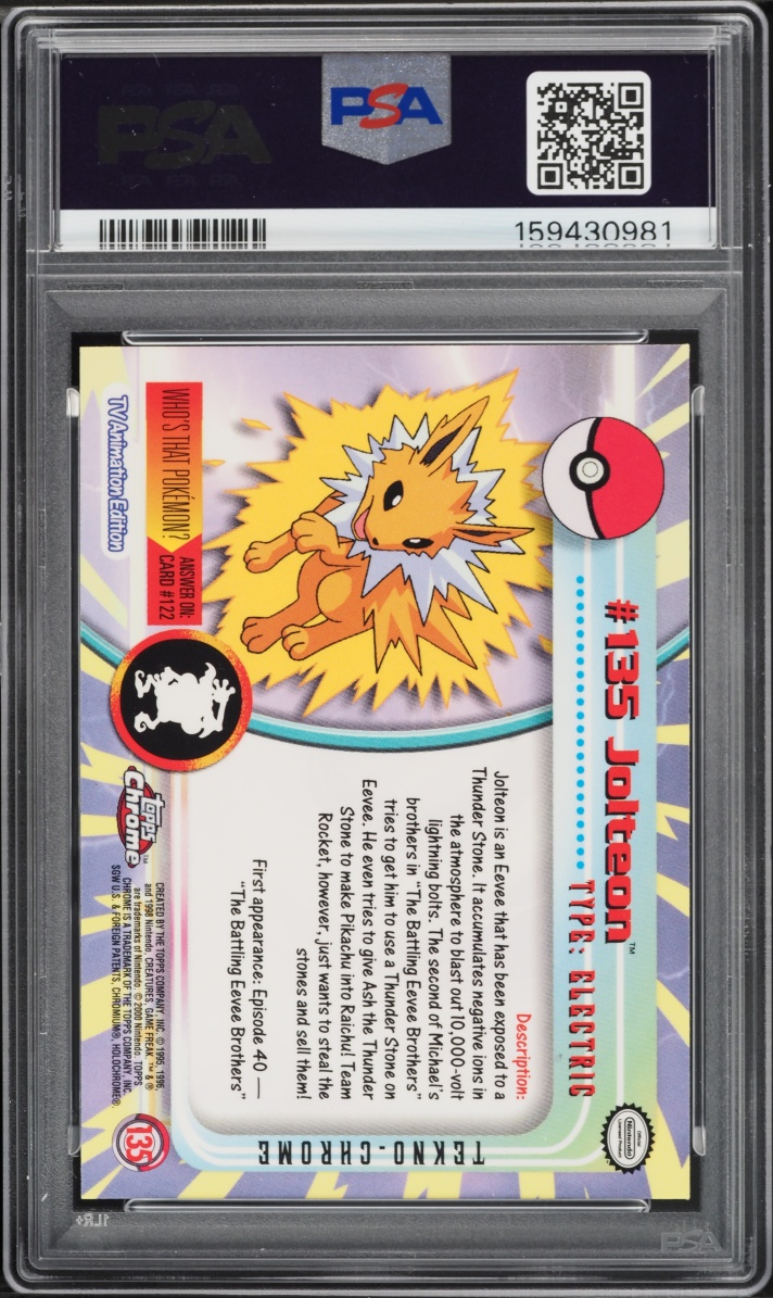 2000 Topps Chrome Pokemon Series 2 Tekno Jolteon #135 PSA 10 GEM MINT