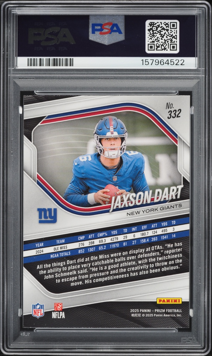 2025 Panini Prizm Jaxson Dart ROOKIE #332 PSA 7 NRMT