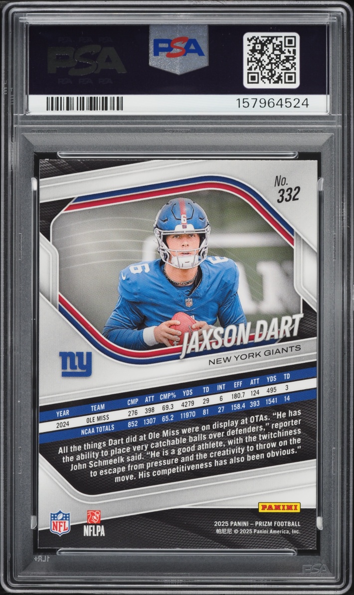2025 Panini Prizm Jaxson Dart ROOKIE #332 PSA 8 NM-MT