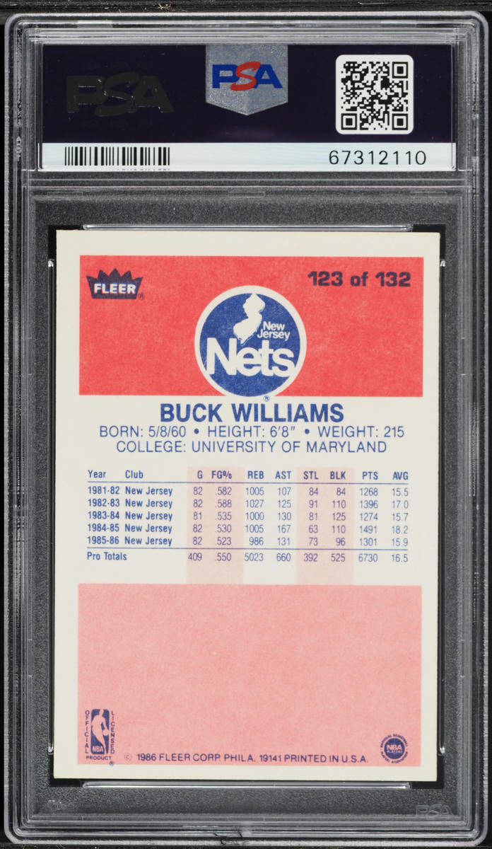 1986 Fleer Basketball Buck Williams #123 PSA 6 EXMT