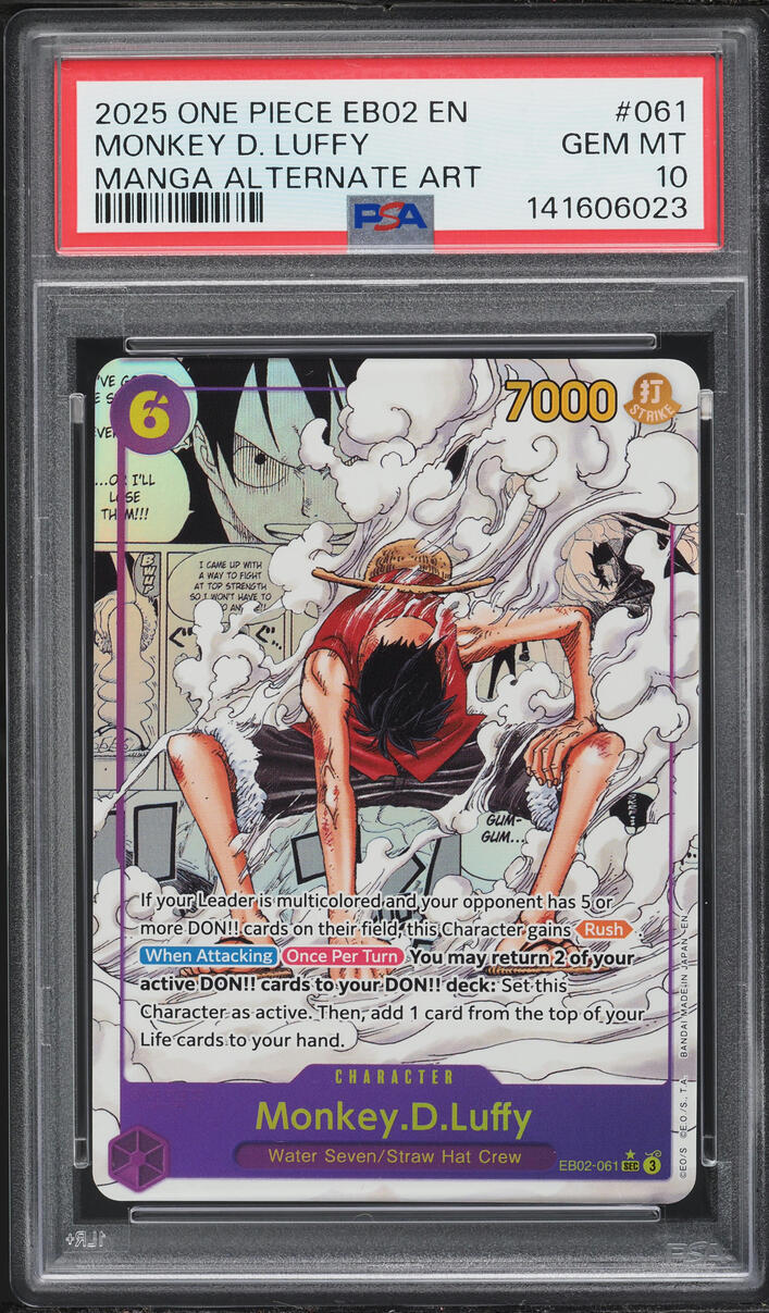 2025 One Piece Manga Alt Art Monkey D. Luffy #EB02-061 PSA 10 GEM MINT