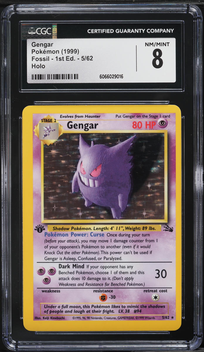 1999 Pokemon Fossil 1st Edition Holo Gengar #5 CGC 8 NM-MT