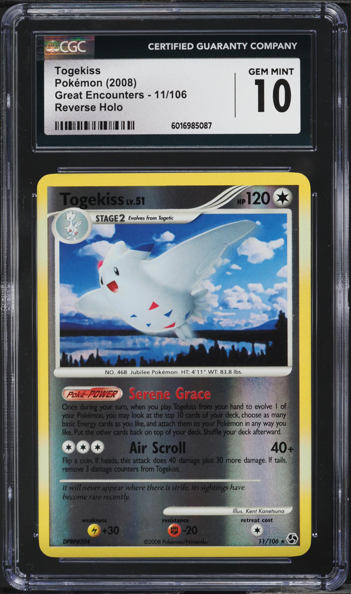 2008 Pokemon Diamond & Pearl Great Encounters Reverse Holo Togekiss #11 CGC 10