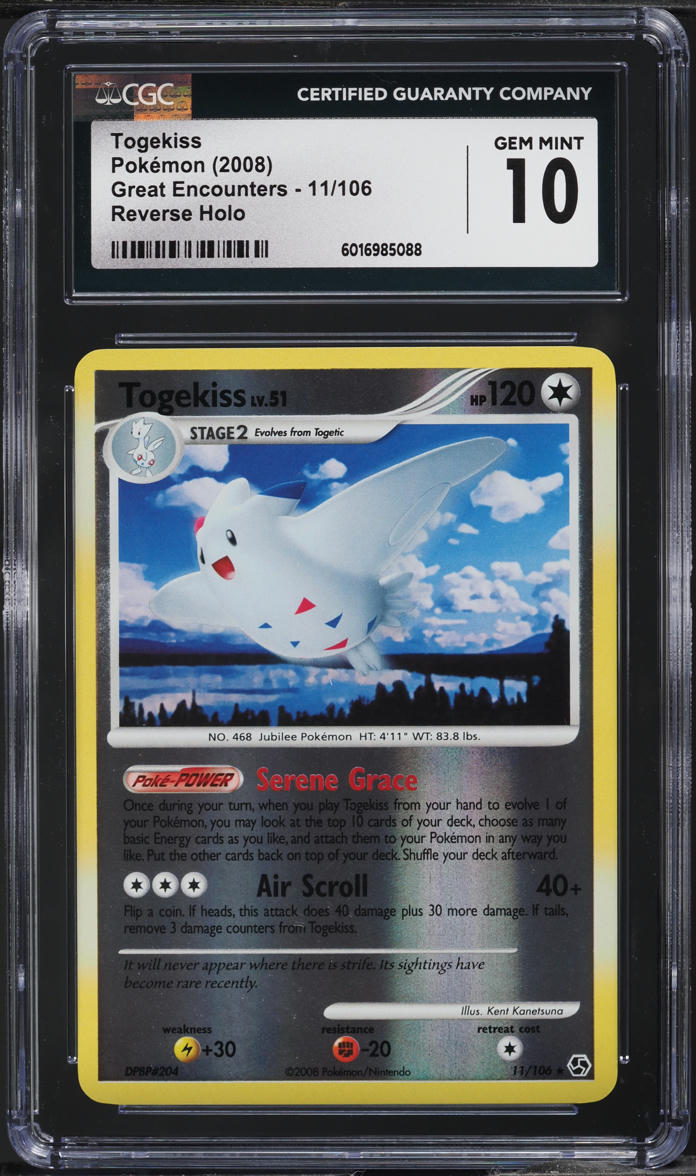 2008 Pokemon Diamond & Pearl Great Encounters Reverse Holo Togekiss #11 CGC 10