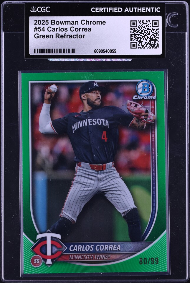 2025 Finest Sky Blue Refractor Carlos Correa /250 #199 CGC AUTH on