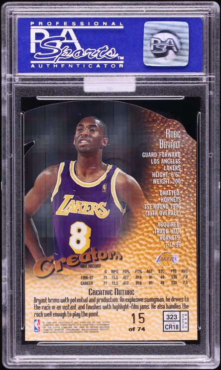 1997 Finest Embossed Gold Refractor Kobe Bryant /74 #323 MBA PSA 10 GEM MINT - Photo 2