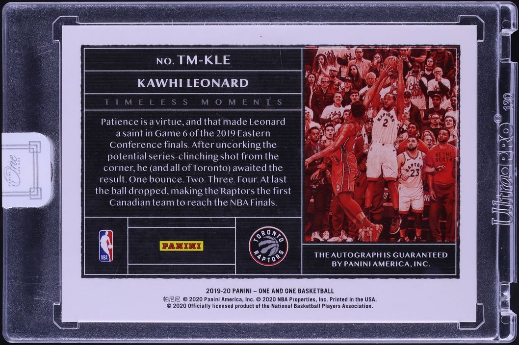 2019 Panini One And One Timeless Moments Kawhi Leonard AUTO /49 #TM-KLE