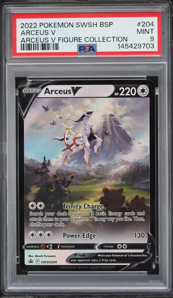 2022 Pokemon Sword & Shield Black Star Promo Figure Collection Alt Art Arceus V #204 PSA 9 MINT
