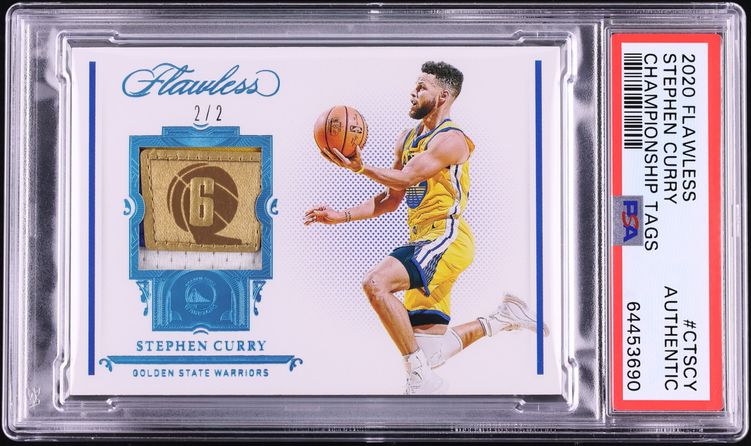 2020 Panini Flawless Championship Tags Stephen Curry PATCH 2/2 #CT-SCY PSA AUTH