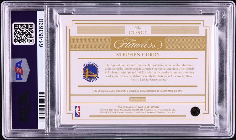 2020 Panini Flawless Championship Tags Stephen Curry PATCH 2/2 #CT-SCY PSA AUTH - Photo 2