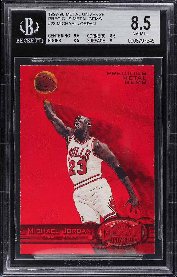 1997 Metal Universe Precious Metal Gems Michael Jordan PMG RED  /100 #23 BGS 8.5