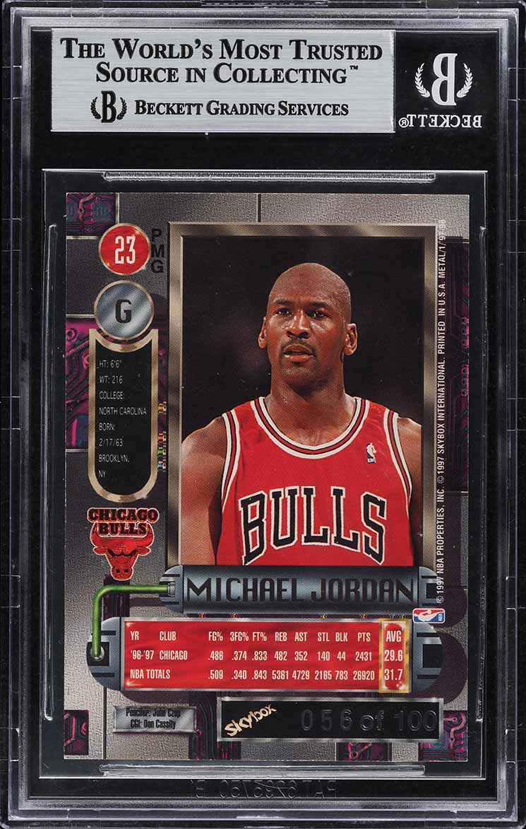 1997 Metal Universe Precious Metal Gems Michael Jordan PMG RED  /100 #23 BGS 8.5