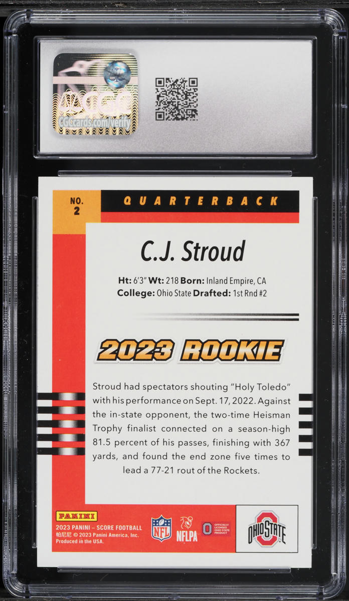 2023 Score '03 Throwback C.J. Stroud ROOKIE #2 CGC 10 GEM MINT