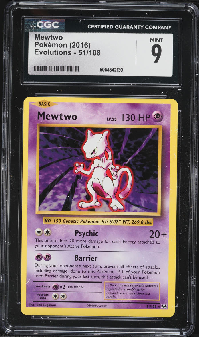 2016 Pokemon XY Evolutions Mewtwo #51 CGC 9 MINT