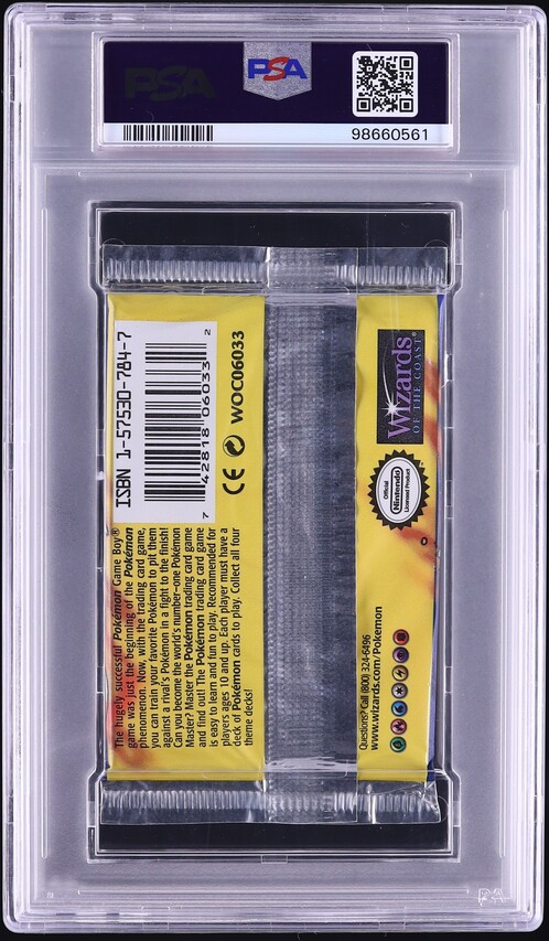 1999 Pokemon Base Set Shadowless Short Crimp Booster Pack Charizard Art PSA 9