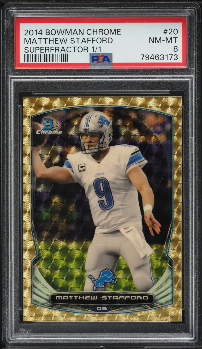 2014 Bowman Chrome Superfractor Matthew Stafford 1/1 #20 PSA 8 NM-MT - Photo 1