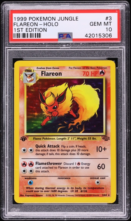 1999 Pokemon Jungle 1st Edition Holo Flareon #3 PSA 10 GEM MINT