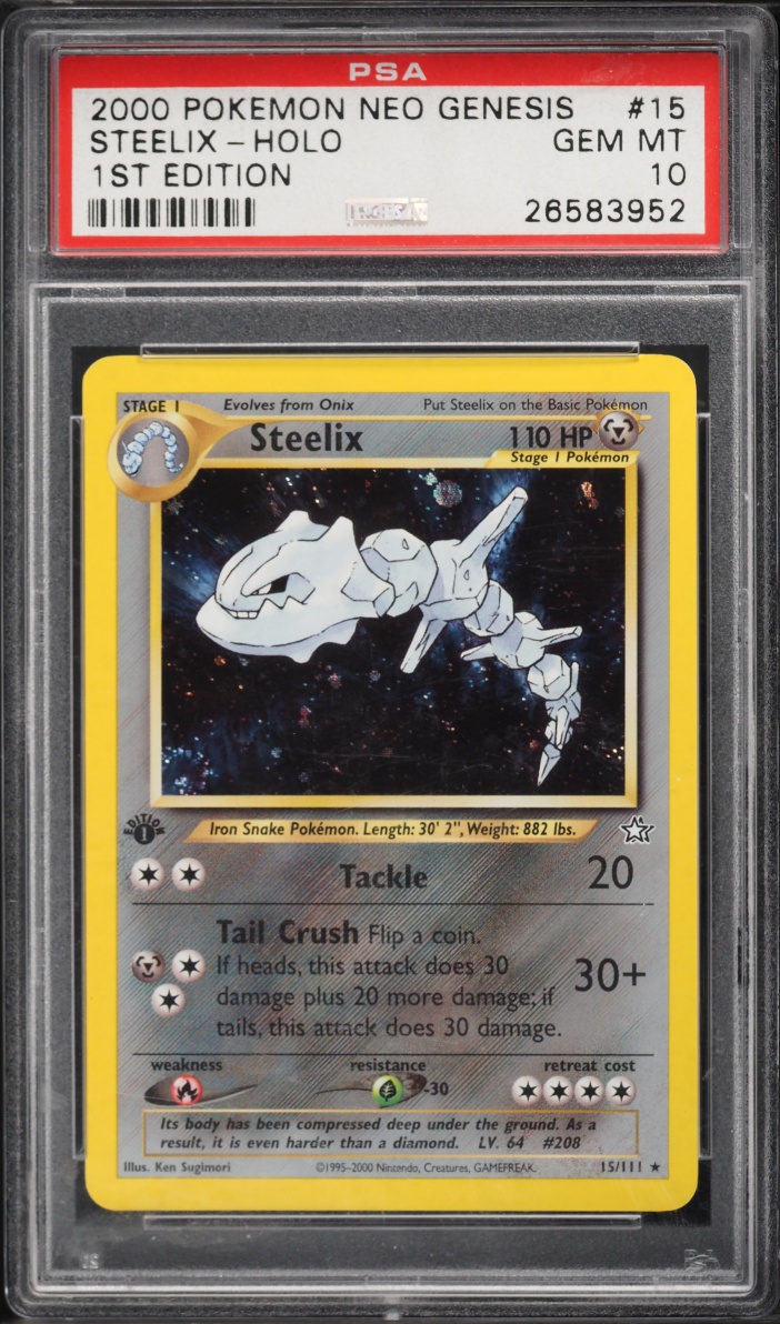 2000 Pokemon Neo Genesis 1st Edition Holo Steelix #15 PSA 10 GEM MINT