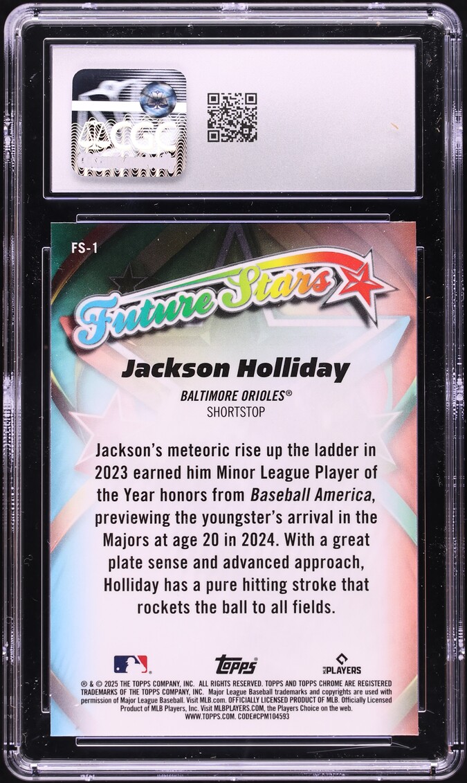 2025 Topps Chrome Future Stars Jackson Holliday #FS-1 CGC 10 GEM MINT