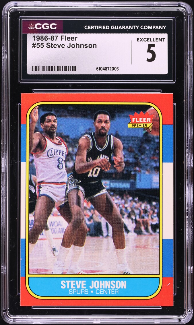 1986 Fleer Basketball Steve Johnson #55 CGC 5 EX