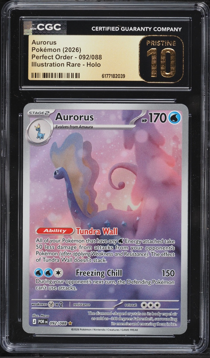 2026 Pokemon Mega Evolution Perfect Order IR Aurorus #92 CGC 10 PRISTINE