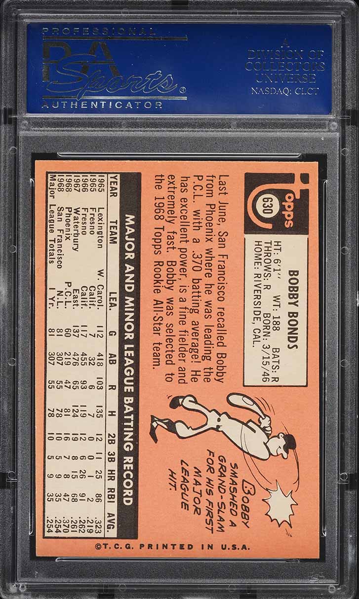 1969 Topps Bobby Bonds ROOKIE #630 PSA 8 NM-MT
