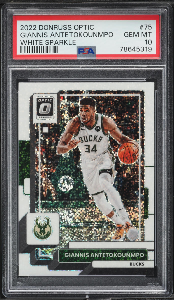 2022 Donruss Optic White Sparkle Giannis Antetokounmpo #75 PSA 10 GEM MINT
