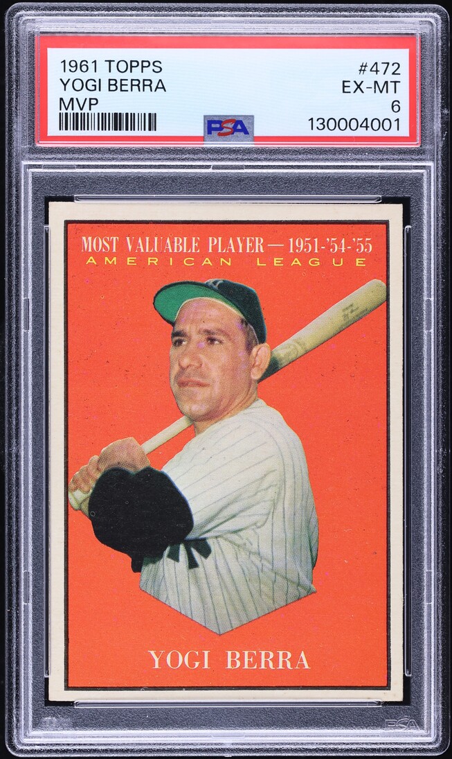 1961 Topps Yogi Berra MVP #472 PSA 6 EXMT