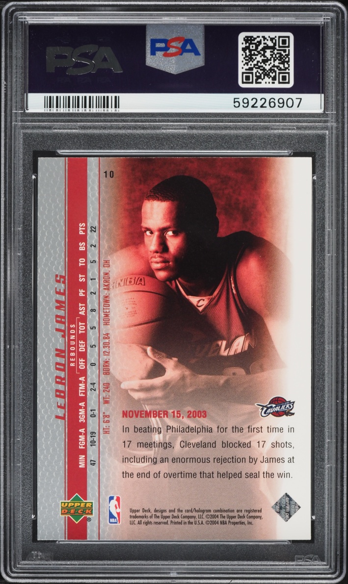 2003 Upper Deck Phenomenal Beginning LeBron James ROOKIE #10 PSA 10 GEM MINT