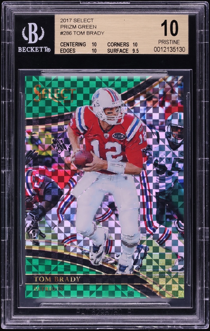 2017 Select Field Level Green Prizm Tom Brady /5 #286 BGS 10 PRISTINE