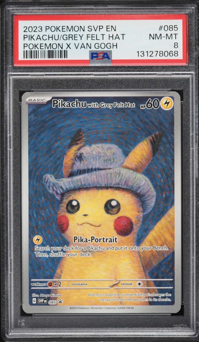 2023 Pokemon Scarlet & Violet Promo Van Gogh Full Art Pikachu With Grey Felt Hat #85 PSA 8
