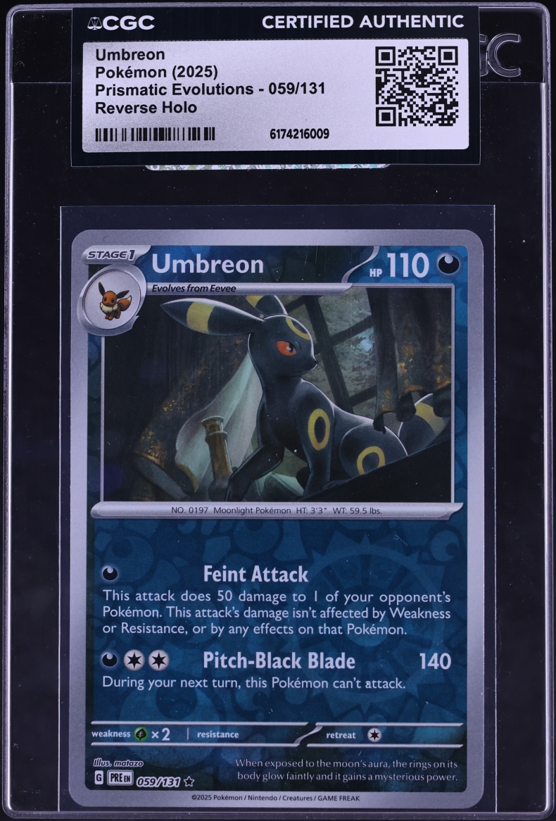 2025 Pokemon Scarlet & Violet Prismatic Evolutions Reverse Holo Umbreon #59 CGC AUTH