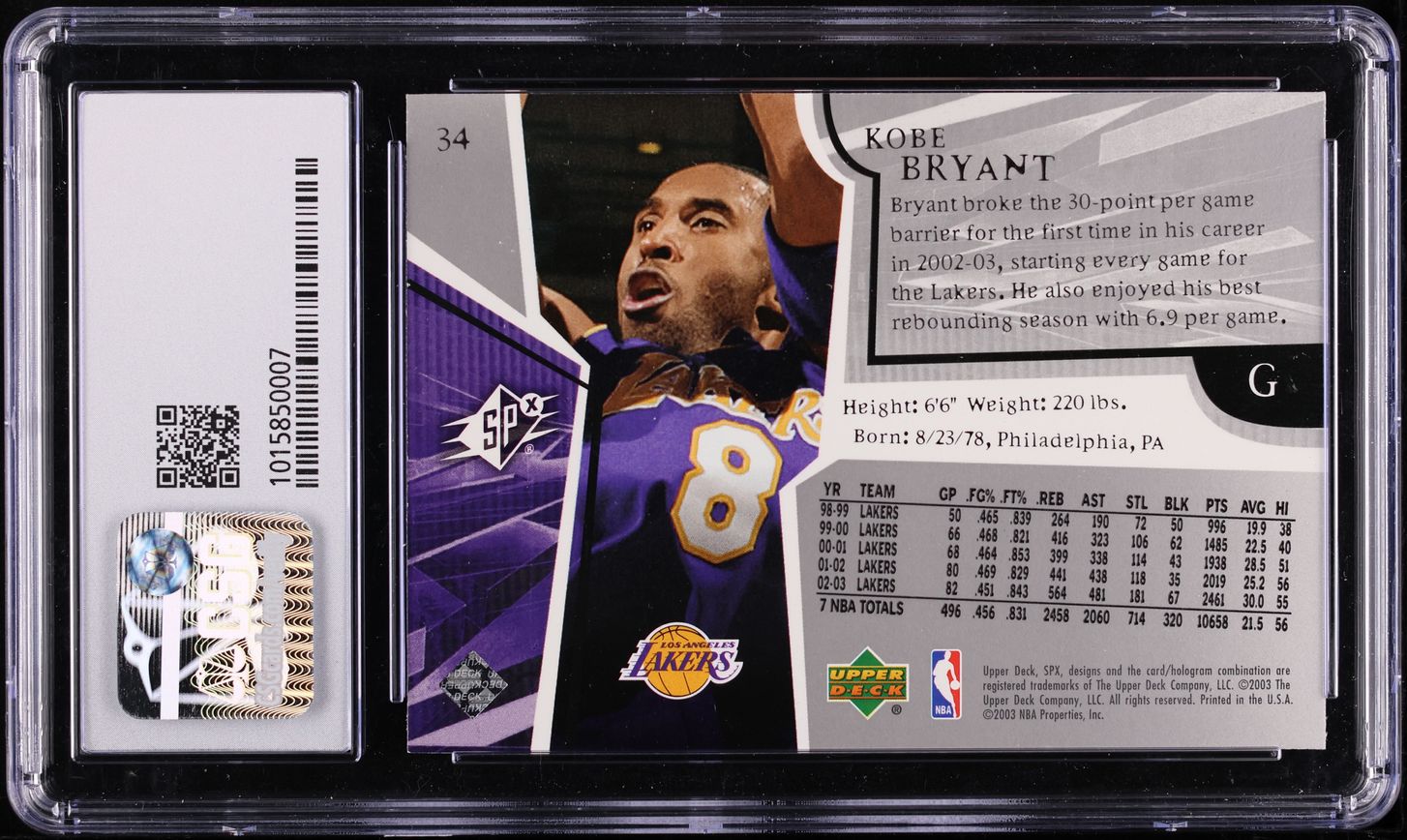 2003 SPx Basketball Kobe Bryant #34 CSG 8.5 NM-MT+