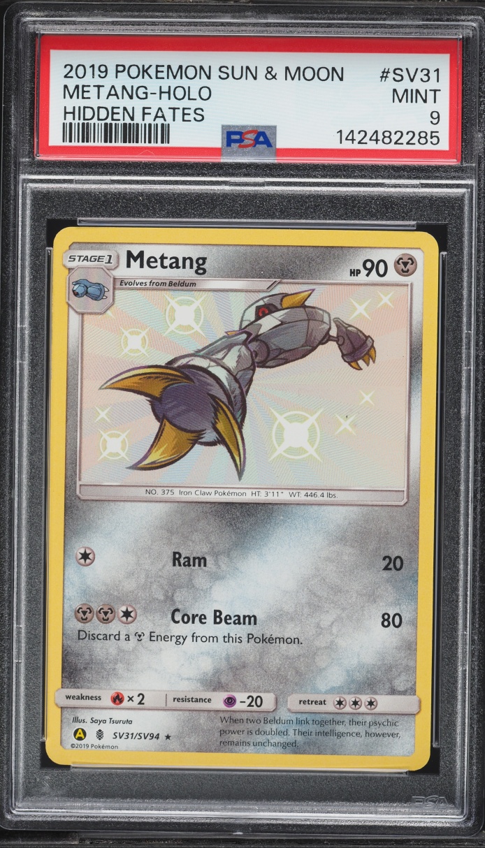 2019 Pokemon Sun & Moon Hidden Fates Shiny Metang #SV31 PSA 9 MINT