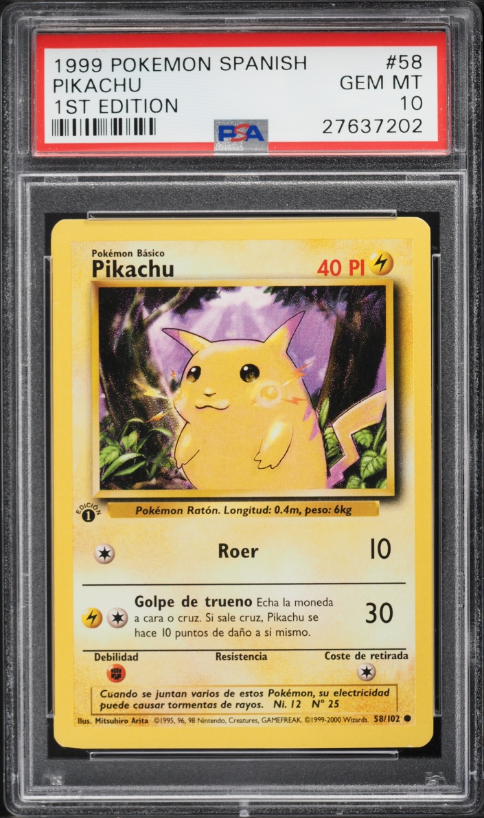 1999 Pokemon Spanish Base Set 1st Edition Pikachu #58 PSA 10 GEM MINT